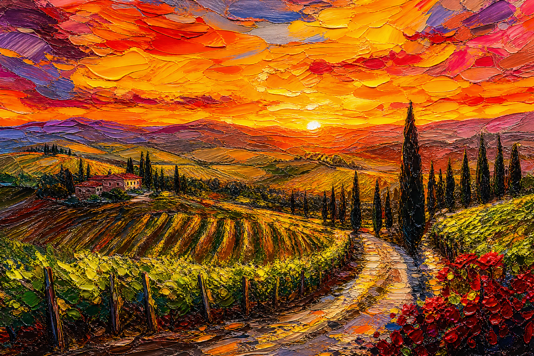 Golden Vineyard at Eternal Sunset - The One Stop Ultra HD Digital Art & Print Shop
